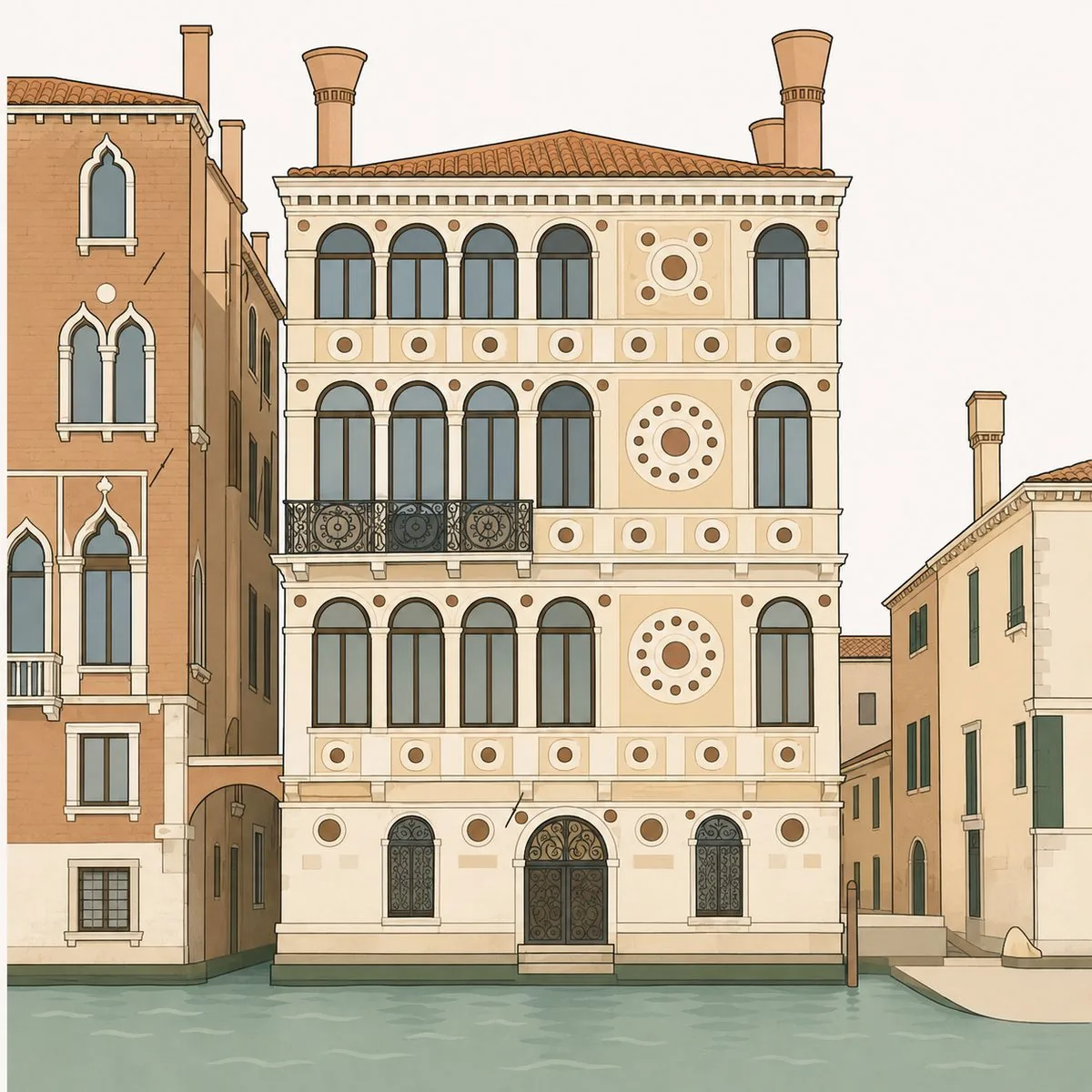 The front of Ca' Dario and its coloured marble roundels